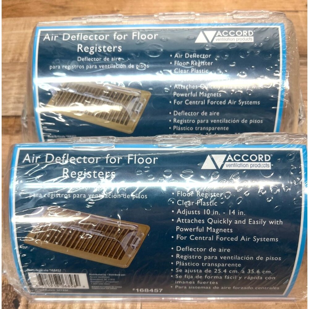 2 Accord Air Deflector For Floor Registers Adjustable 10"-14" Clear Plastic W/ M